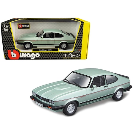Bburago B  1973 Ford Capri Light Green Metallic 1 by 24 Diecast Model Car 21093grn